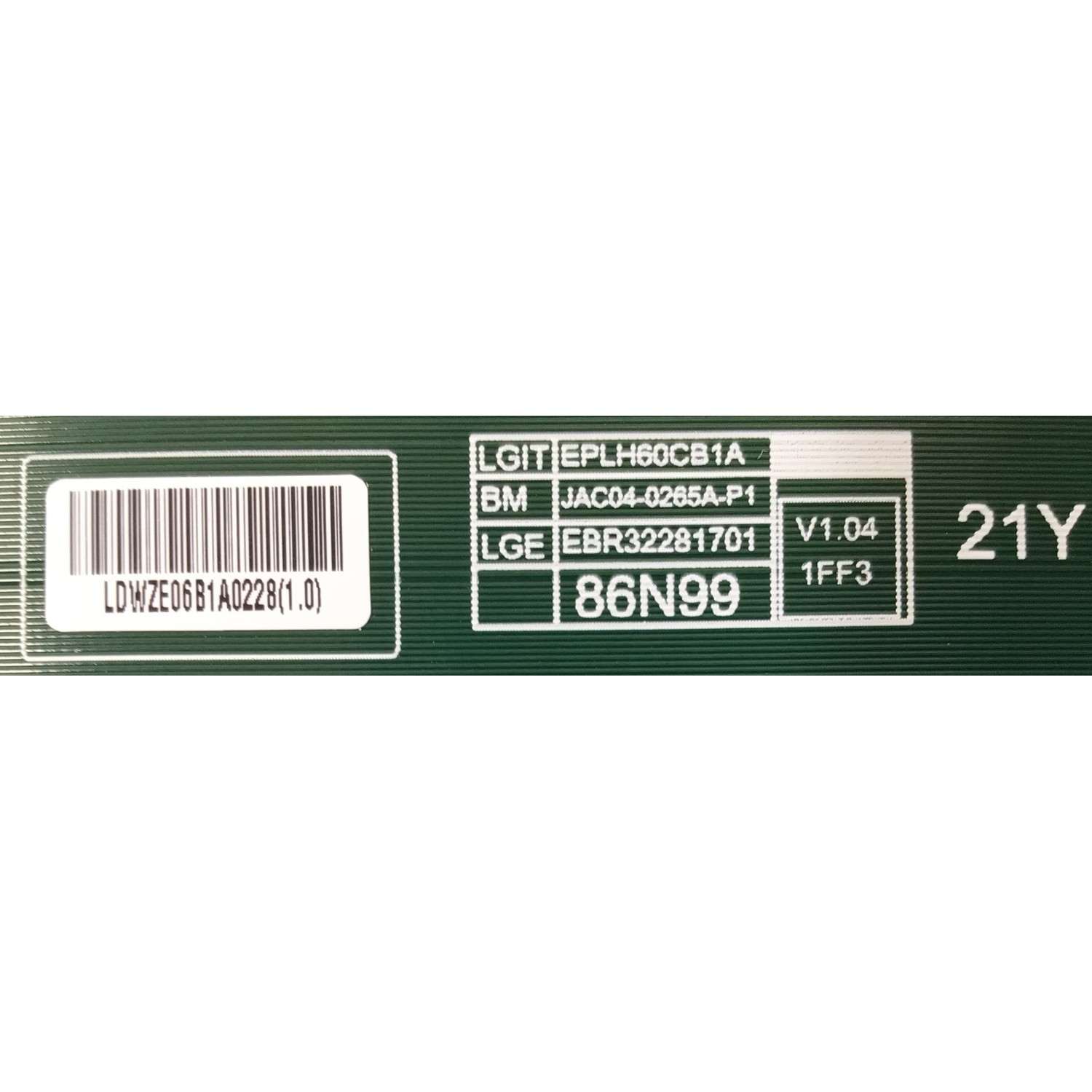LED DIVER PARA TV LG NUMERO DE PARTE EBR32281701 / 3PCR02845A / 86N99 / LDWZE06B1A0228(1.0) / PANEL NC860DZD-ABKH1 / 86QNED99UPA - Imagen 2